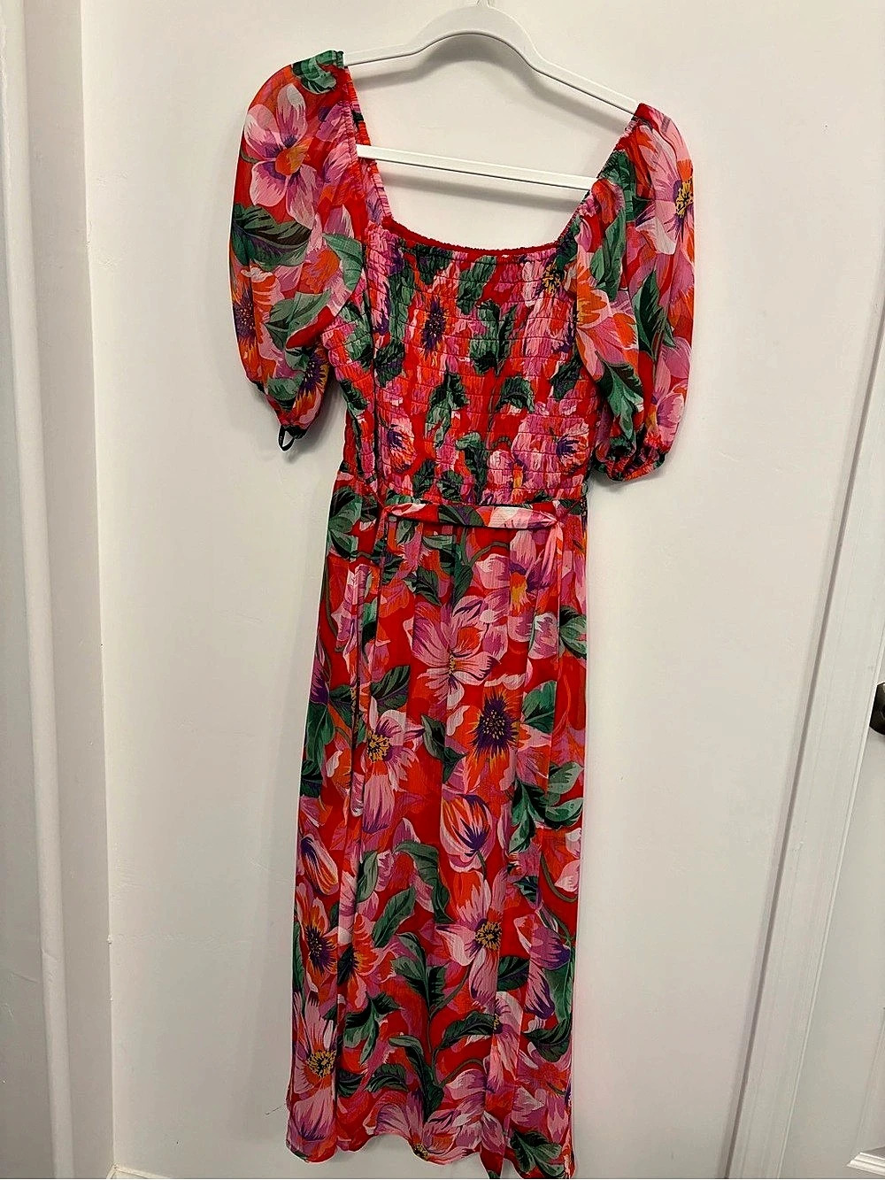 kensie Floral Maxi Dress in Pink & Red Size 6 Like New